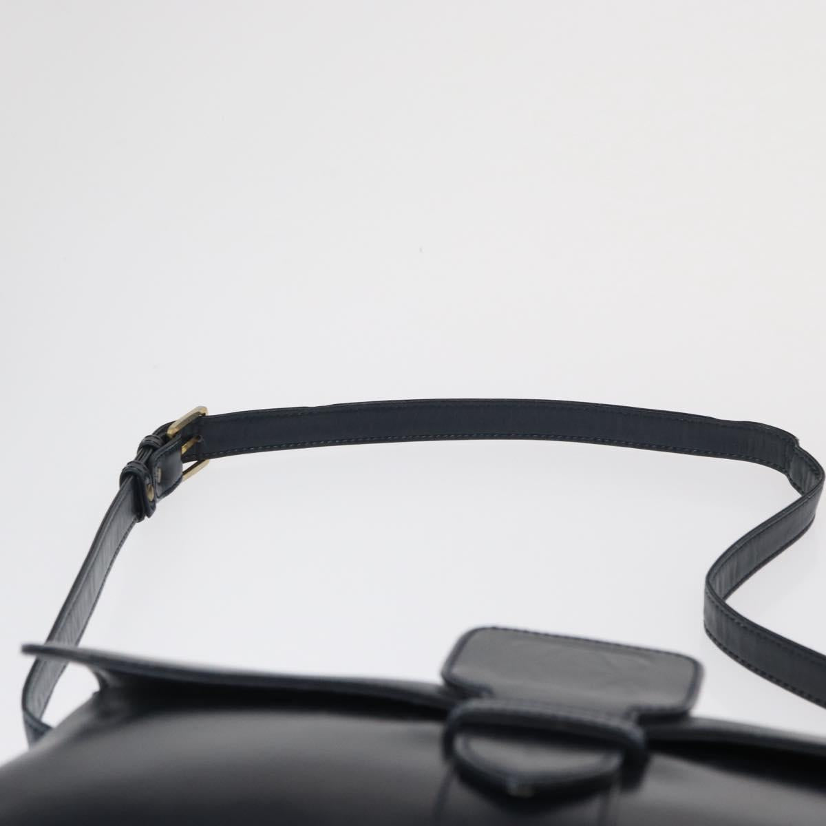 LOEWE Shoulder Bag Leather Navy Gold Auth BA9578