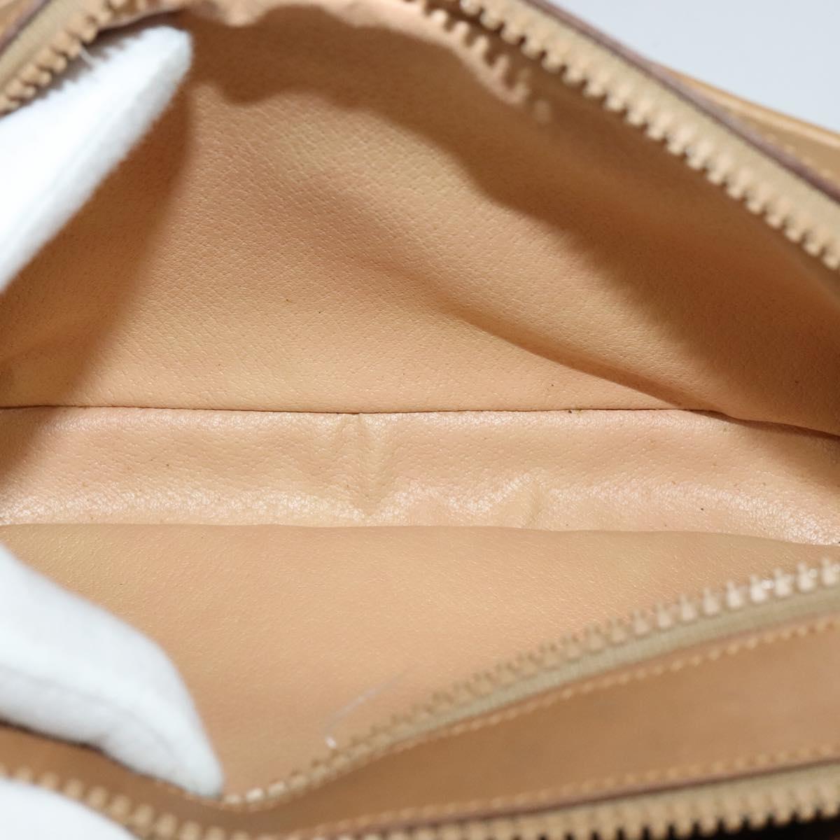 CELINE Macadam Canvas Shoulder Bag Beige Auth BA958