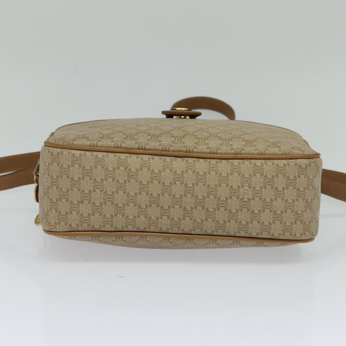 CELINE Macadam Canvas Shoulder Bag Beige Auth BA958