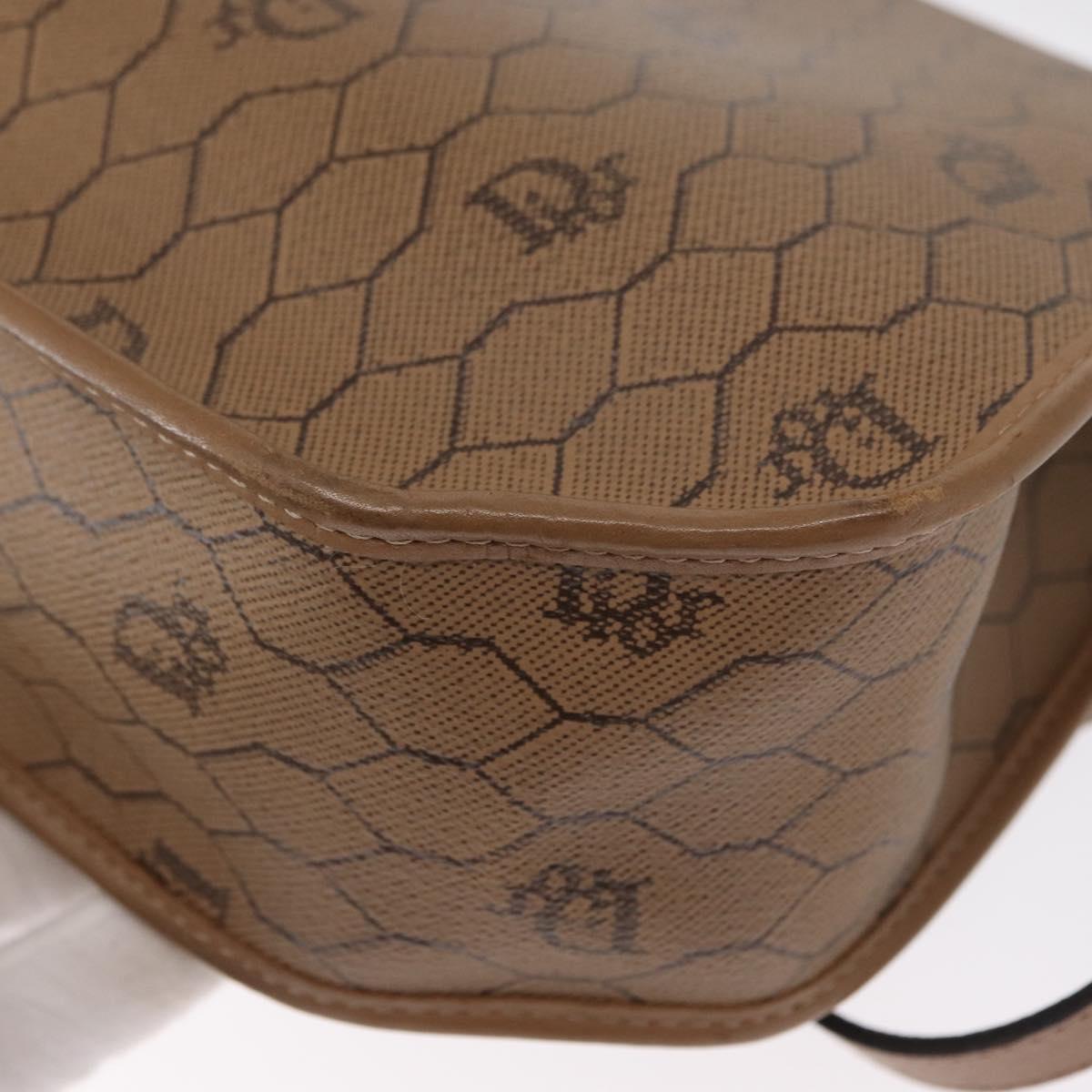 Christian Dior Honeycomb Canvas Hand Bag PVC Leather 2way Beige Gold Auth BA9582