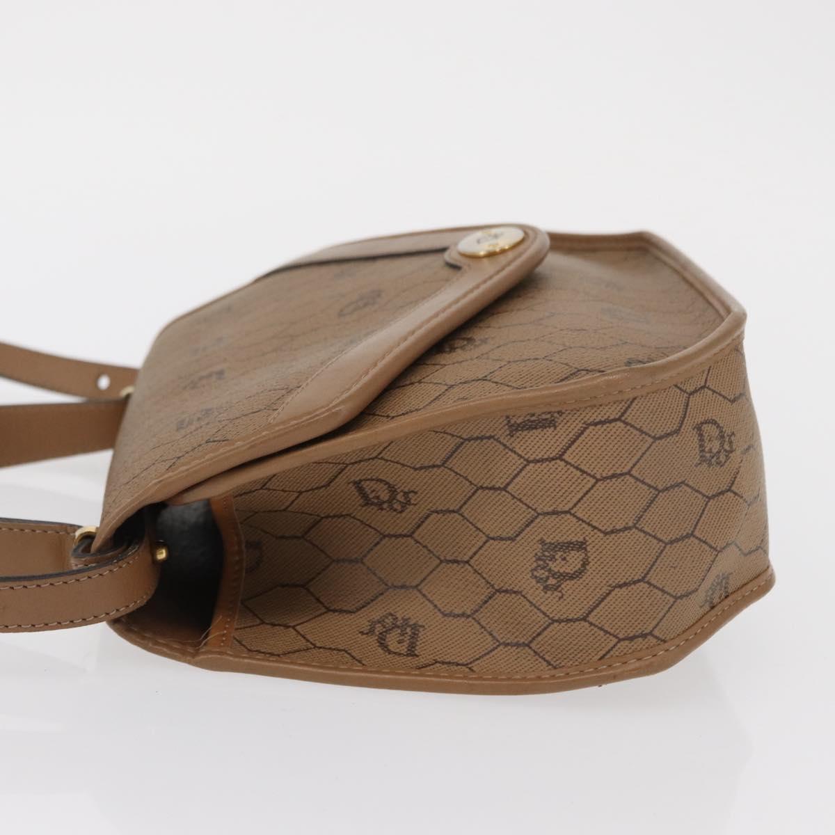 Christian Dior Honeycomb Canvas Hand Bag PVC Leather 2way Beige Gold Auth BA9582