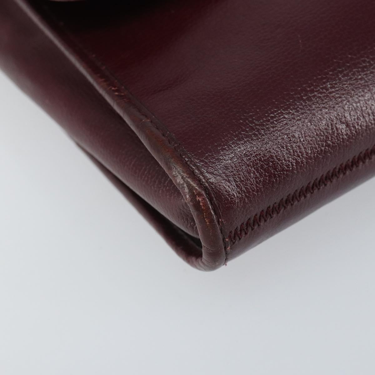 Christian Dior Shoulder Bag Leather Bordeaux Gold Auth BA9586