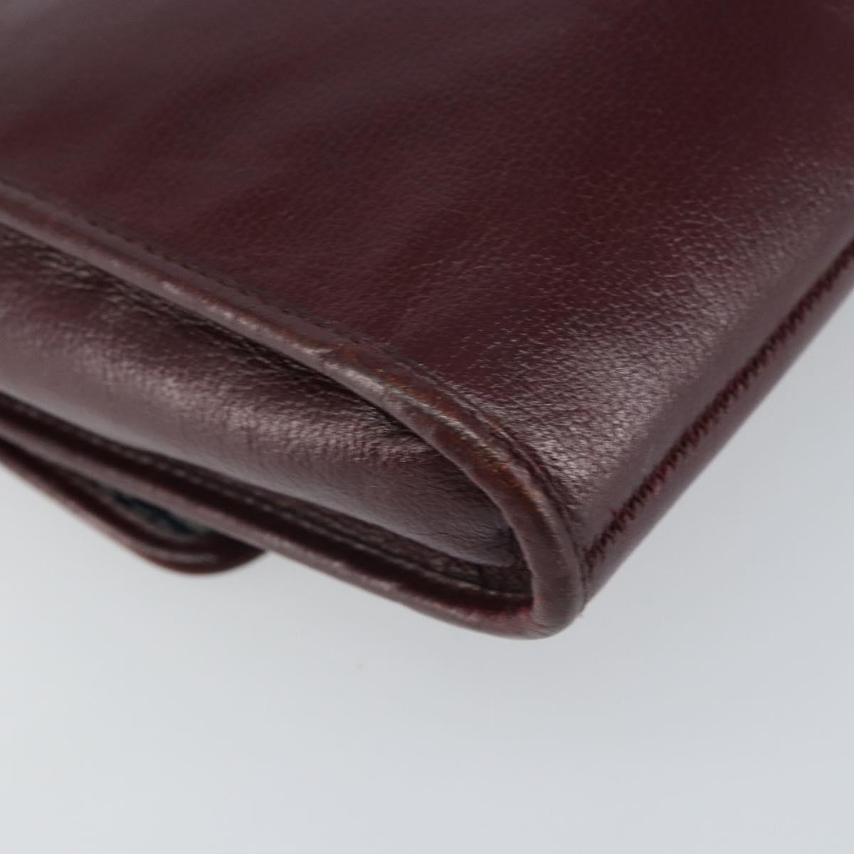 Christian Dior Shoulder Bag Leather Bordeaux Gold Auth BA9586