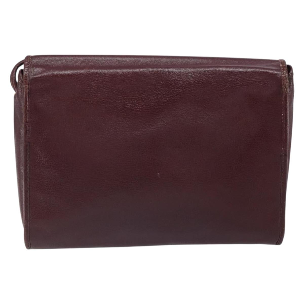 Christian Dior Shoulder Bag Leather Bordeaux Gold Auth BA9586