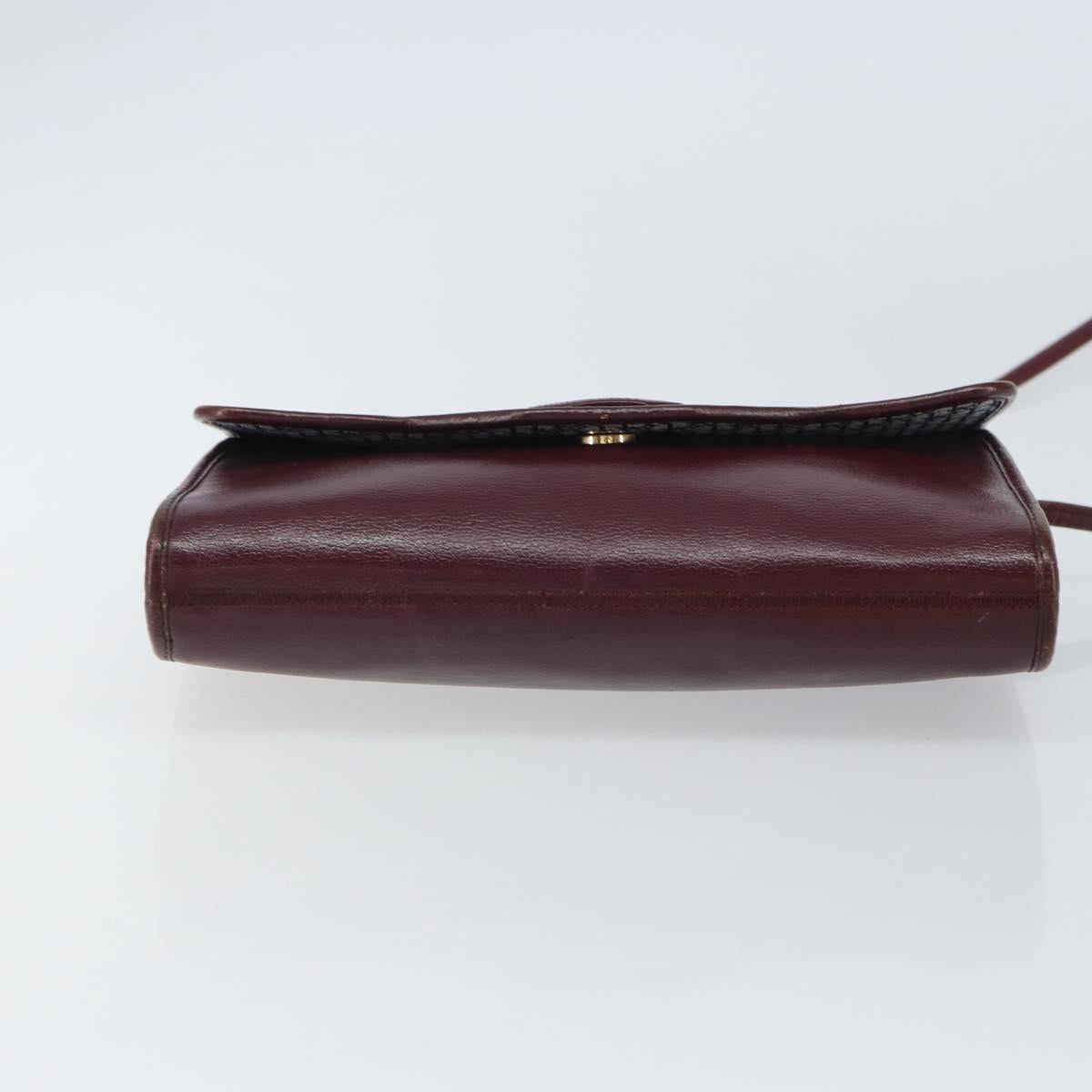 Christian Dior Shoulder Bag Leather Bordeaux Gold Auth BA9586