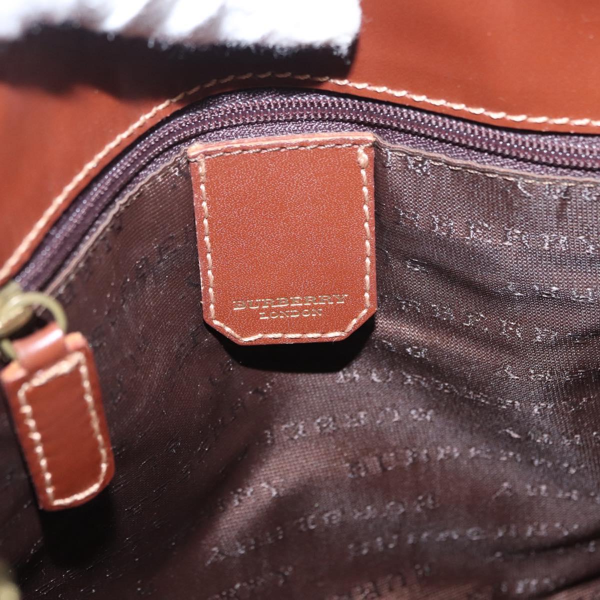 BURBERRY Nova Check Hand Bag PVC Beige Gold Auth BA9597