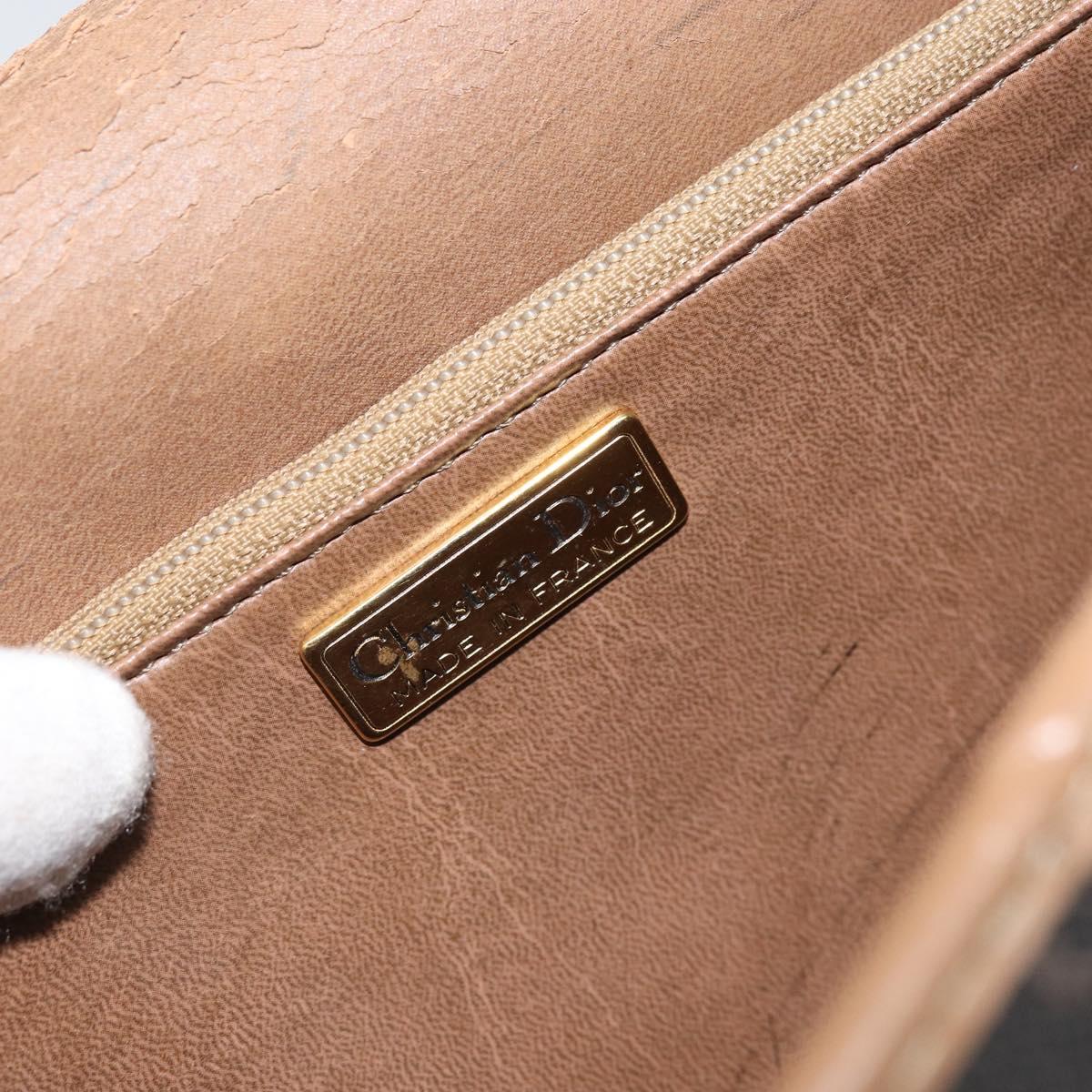 Christian Dior Honeycomb Canvas Shoulder Bag PVC Black Gold Auth BA9598