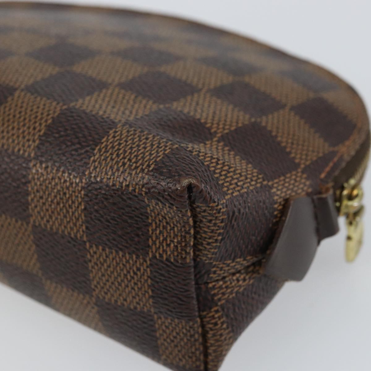 LOUIS VUITTON Damier Ebene Pochette Cosmetic PM Pouch N47516 LV Auth BA9612