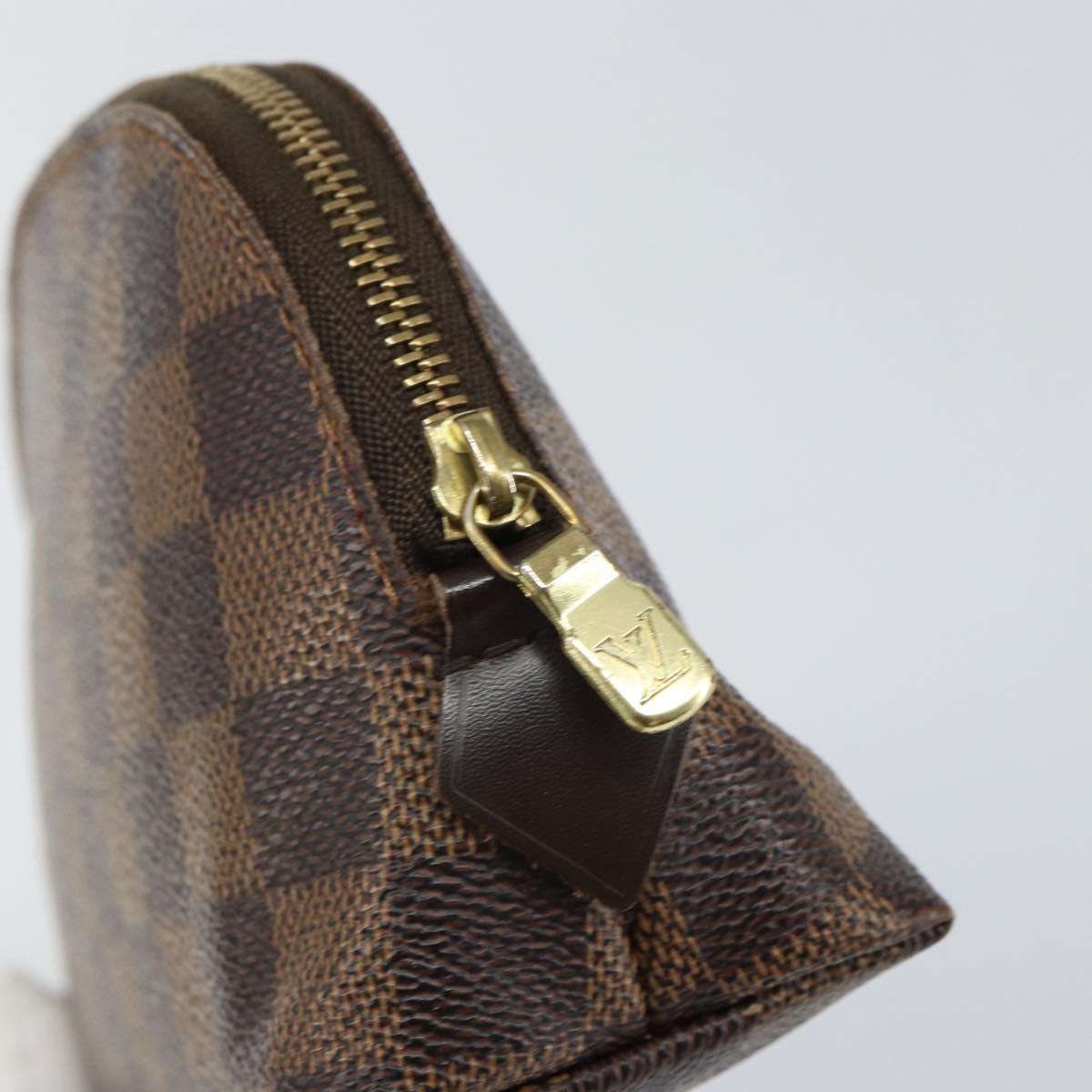 LOUIS VUITTON Damier Ebene Pochette Cosmetic PM Pouch N47516 LV Auth BA9612