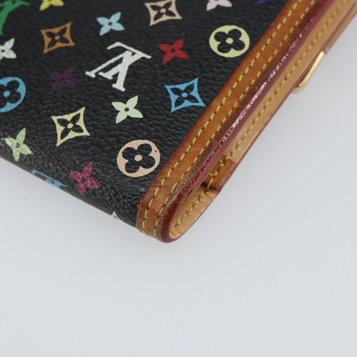 LOUIS VUITTON Monogram Multicolor Porte Tresor Wallet Black M92658 Auth BA9622