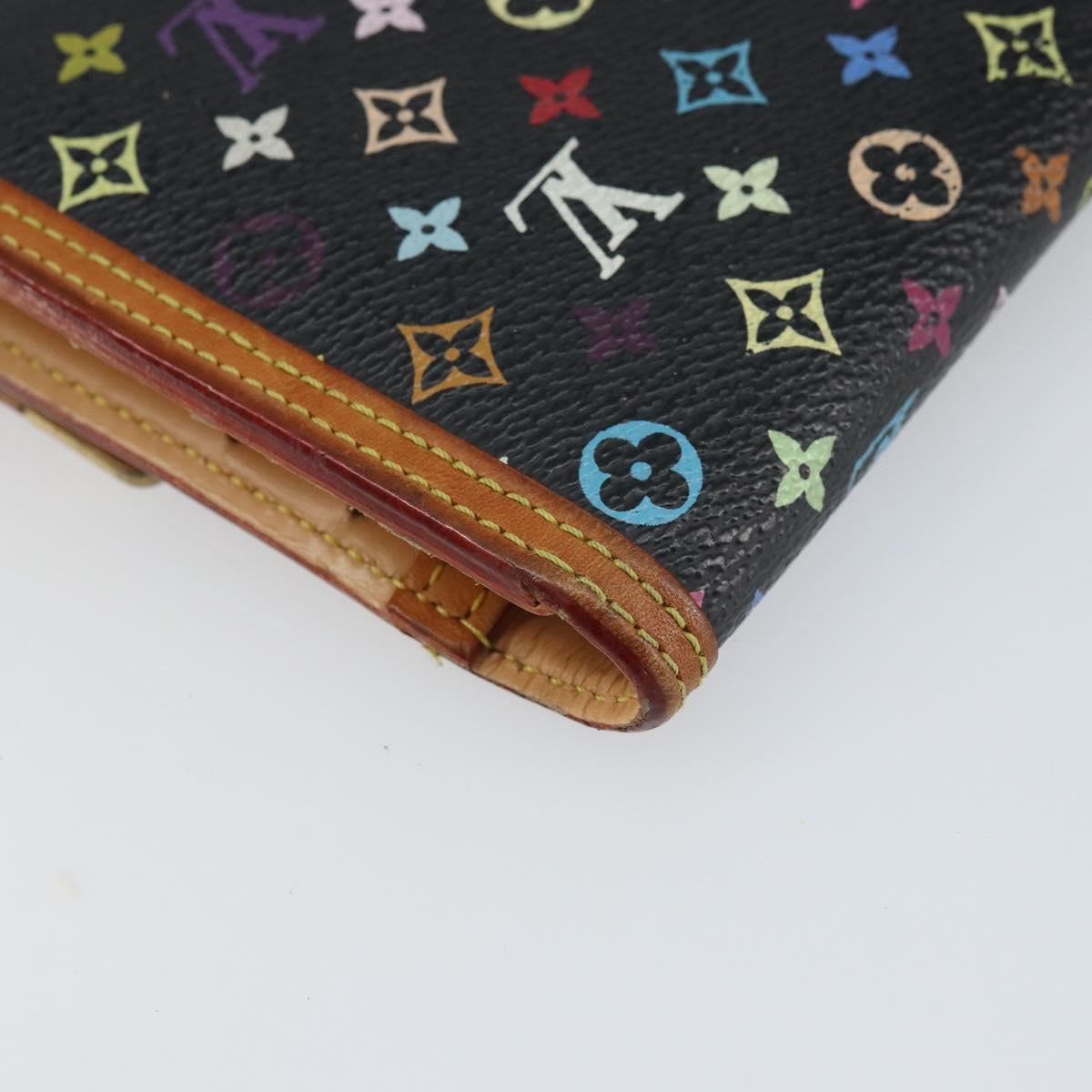 LOUIS VUITTON Monogram Multicolor Porte Tresor Wallet Black M92658 Auth BA9622