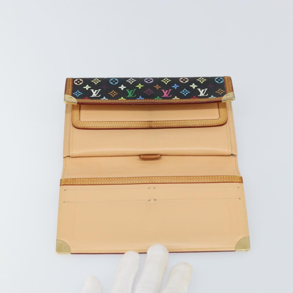 LOUIS VUITTON Monogram Multicolor Porte Tresor Wallet Black M92658 Auth BA9622
