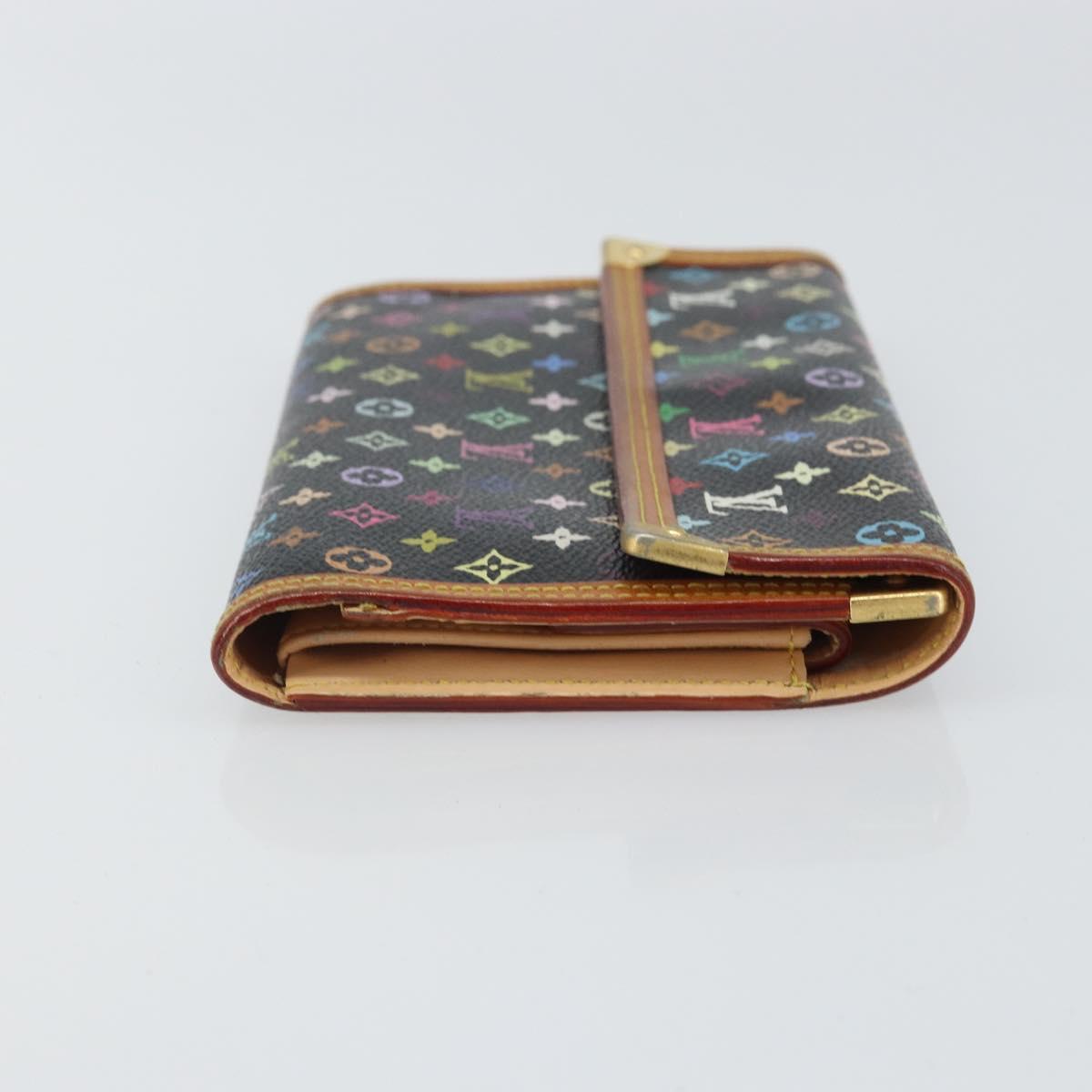 LOUIS VUITTON Monogram Multicolor Porte Tresor Wallet Black M92658 Auth BA9622