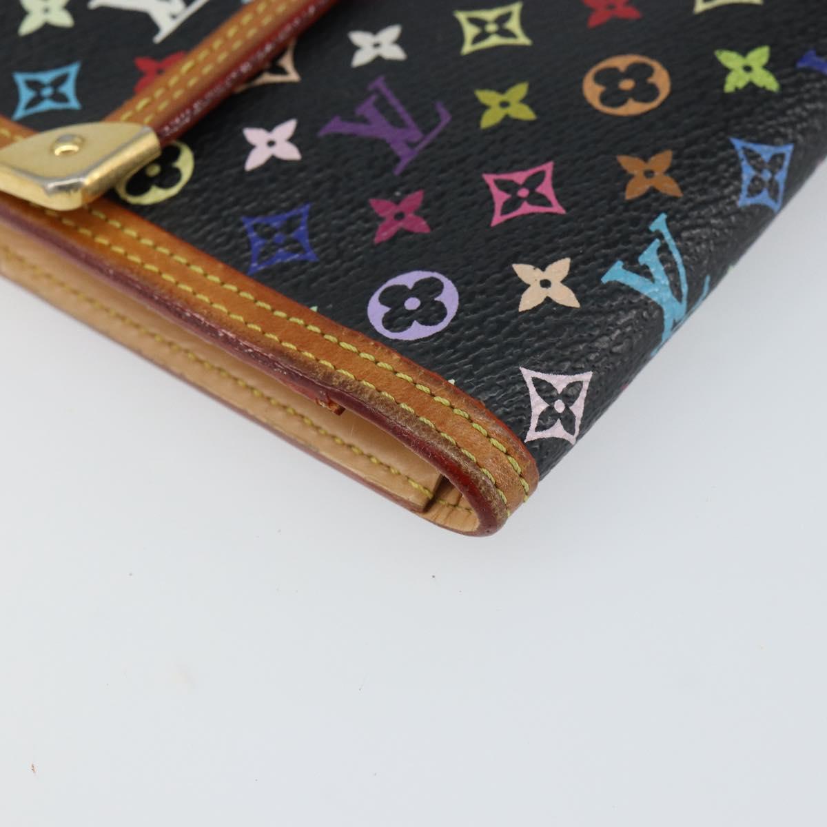 LOUIS VUITTON Monogram Multicolor Porte Tresor Wallet Black M92658 Auth BA9622