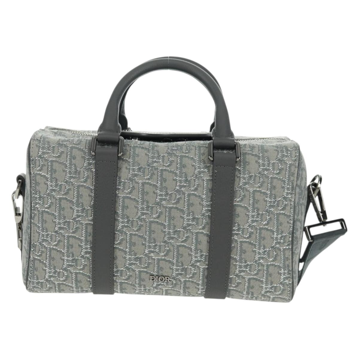 Christian Dior Trotter Canvas Rango 26 Hand Bag 2way Gray Silver Auth BA9637SM