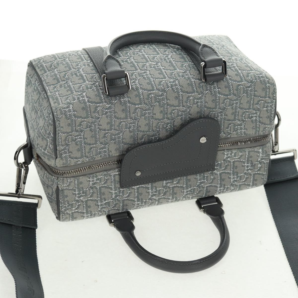 Christian Dior Trotter Canvas Rango 26 Hand Bag 2way Gray Silver Auth BA9637SM