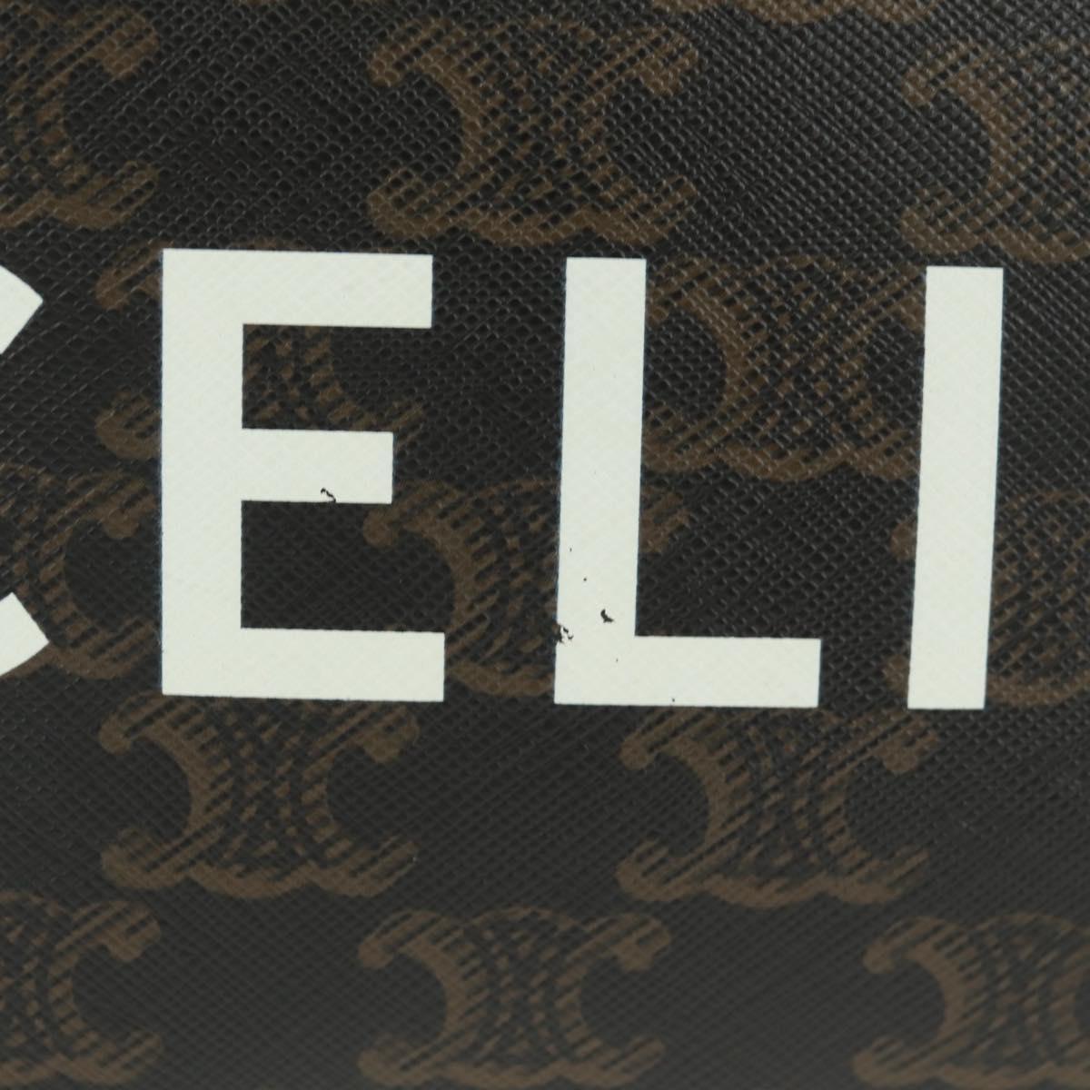 CELINE Triomphe Medium Messenger bag Shoulder Bag PVC Black Gold Auth BA9639M