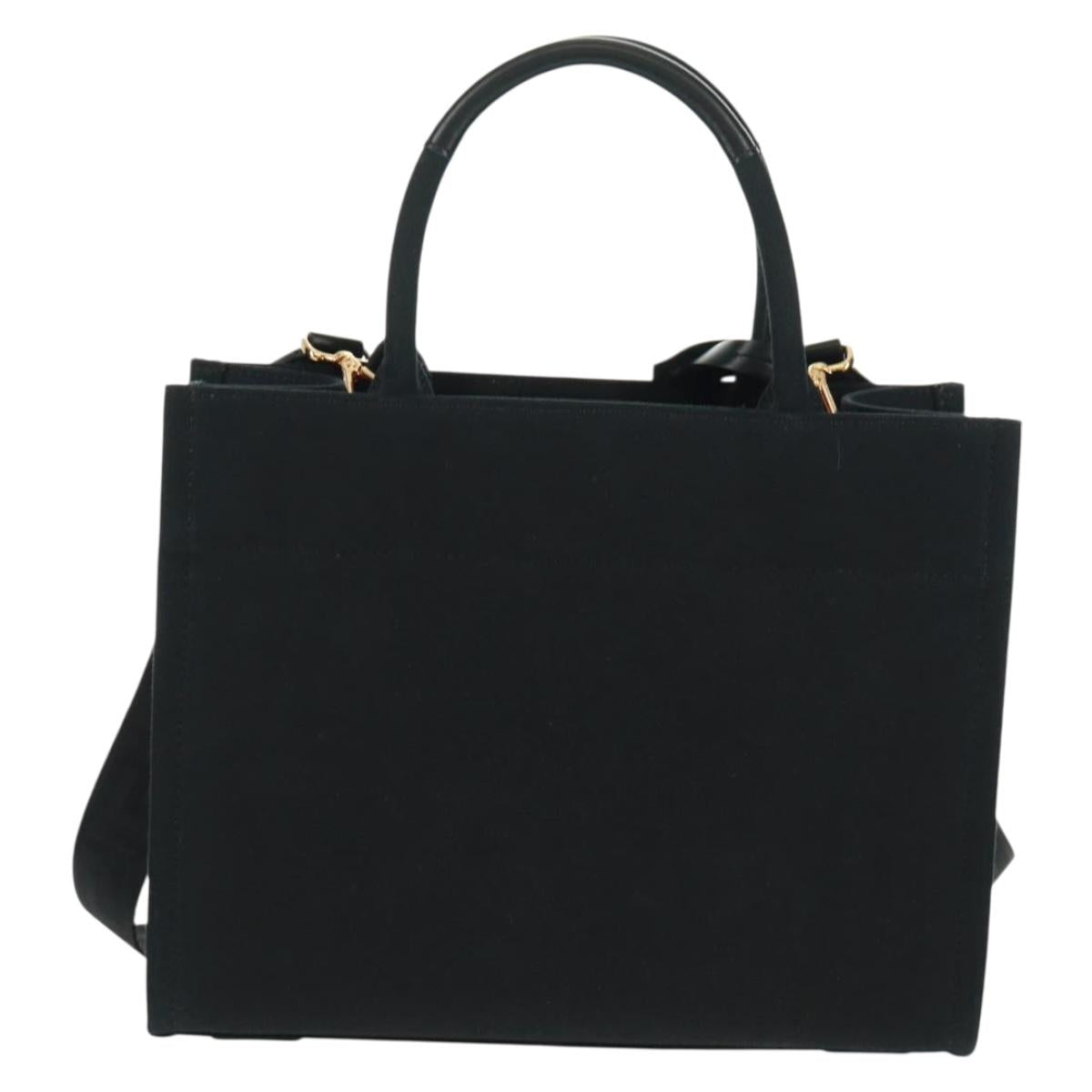 VERSACE Hand Bag Canvas 2way Black Gold Auth BA9642SAM