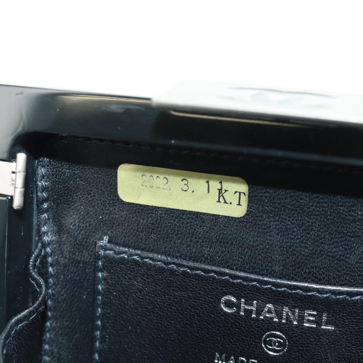 CHANEL Choco Bar Clutch Bag plastic Black Silver CC Auth BA9645SAM