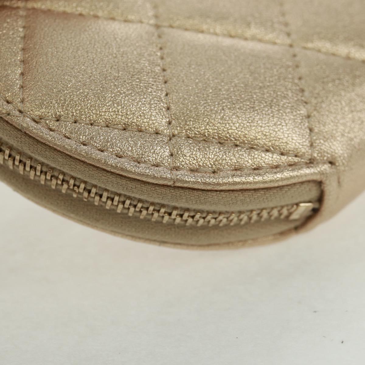 CHANEL Matelasse Air Pods Case 2024 Year Gift Lamb Skin Gold CC Auth BA9648SM