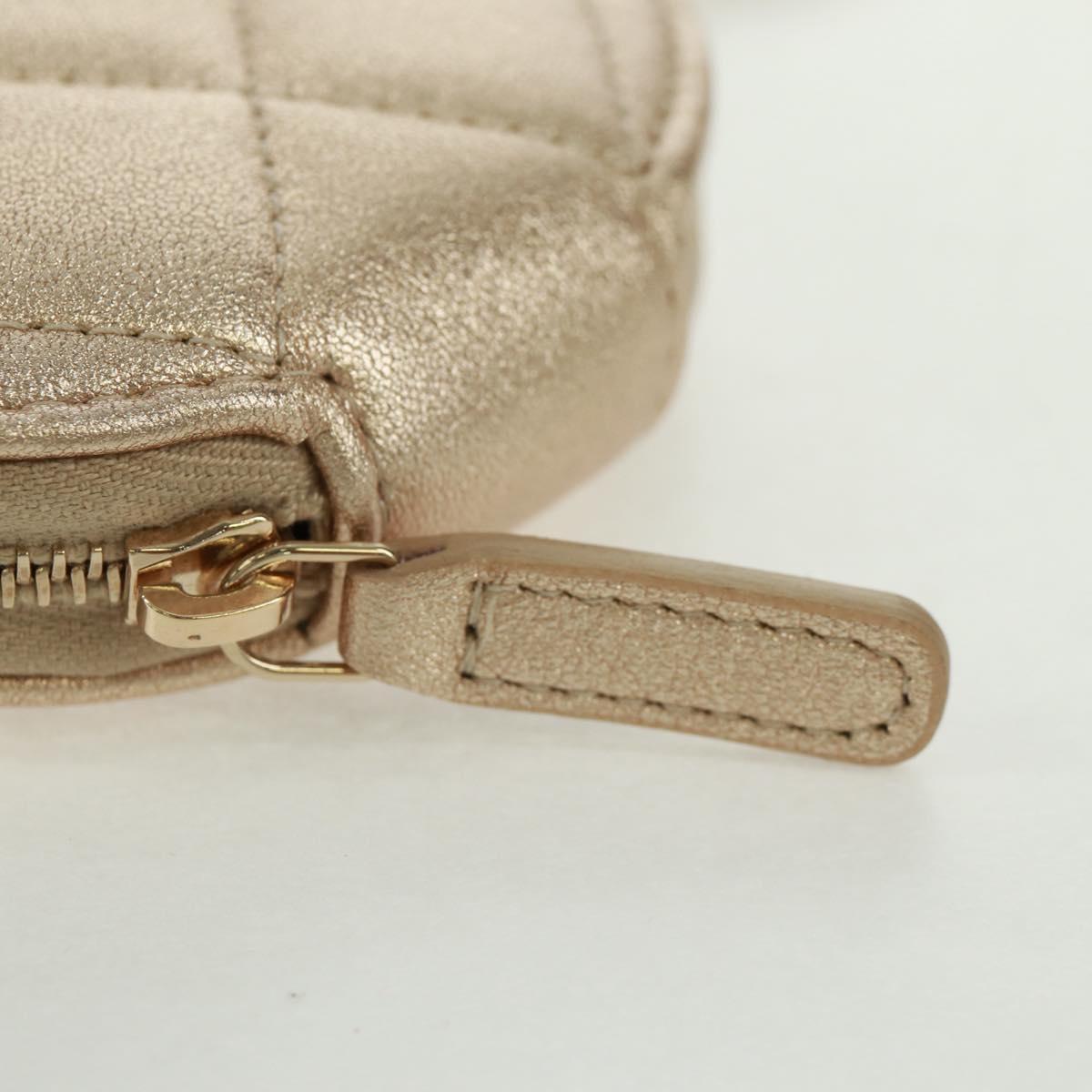 CHANEL Matelasse Air Pods Case 2024 Year Gift Lamb Skin Gold CC Auth BA9648SM