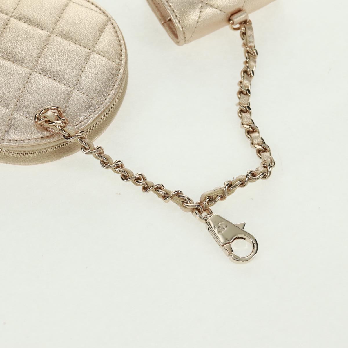 CHANEL Matelasse Air Pods Case 2024 Year Gift Lamb Skin Gold CC Auth BA9648SM