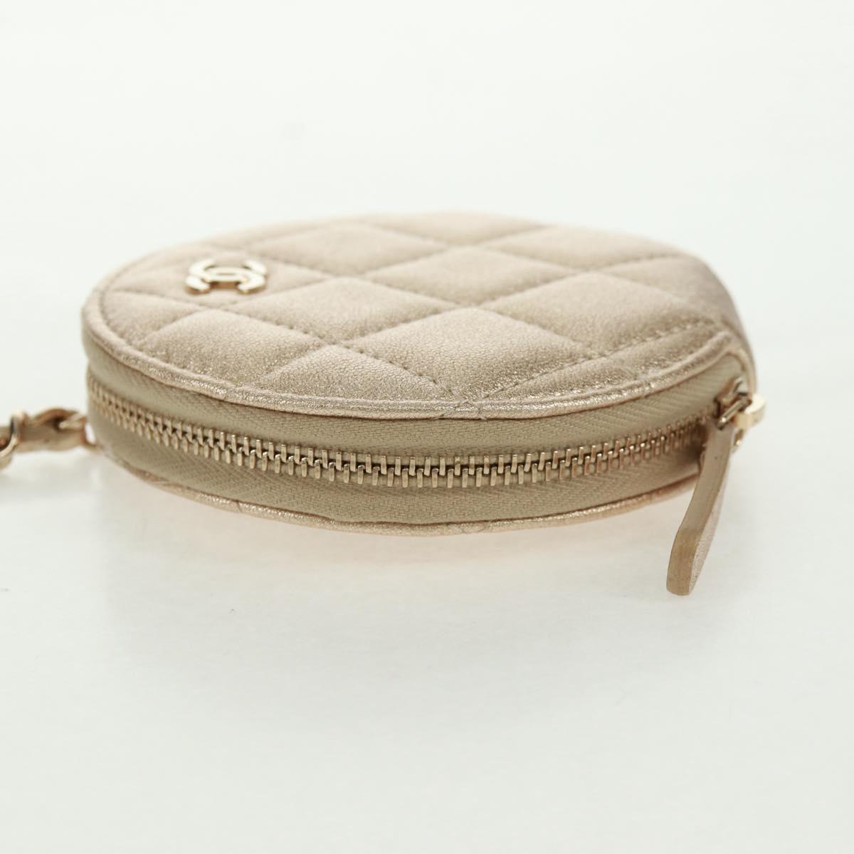 CHANEL Matelasse Air Pods Case 2024 Year Gift Lamb Skin Gold CC Auth BA9648SM