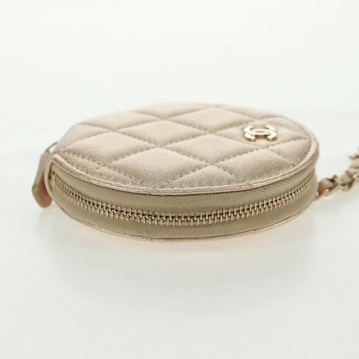 CHANEL Matelasse Air Pods Case 2024 Year Gift Lamb Skin Gold CC Auth BA9648SM