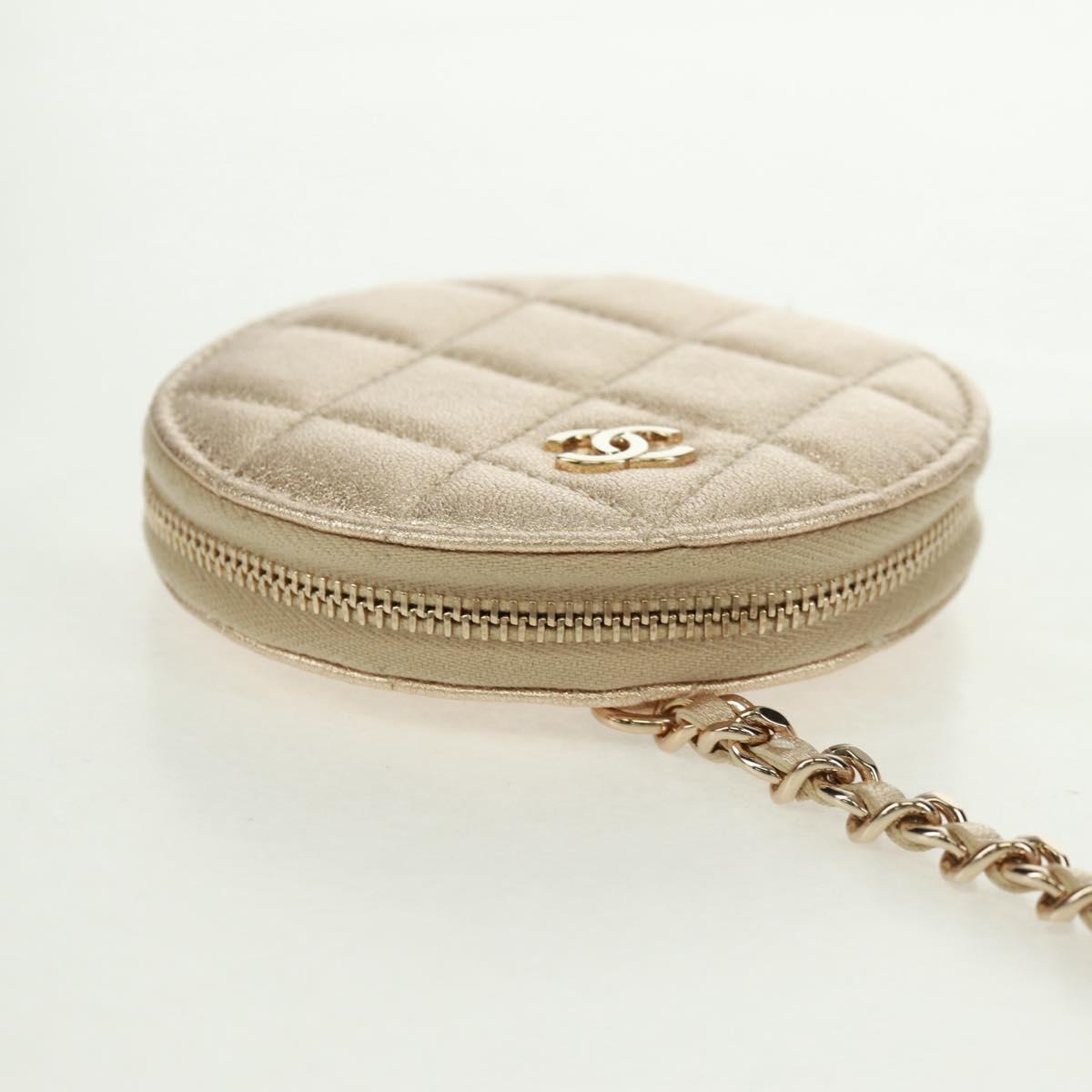 CHANEL Matelasse Air Pods Case 2024 Year Gift Lamb Skin Gold CC Auth BA9648SM
