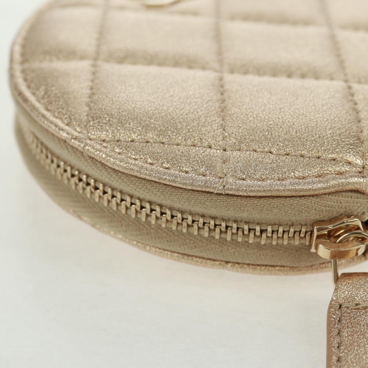 CHANEL Matelasse Air Pods Case 2024 Year Gift Lamb Skin Gold CC Auth BA9648SM