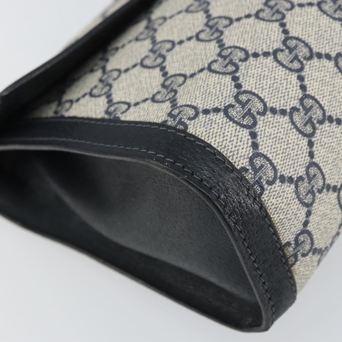 GUCCI GG Supreme Sherry Line Clutch Bag PVC Navy Gold 41 014 3087 Auth BA9677