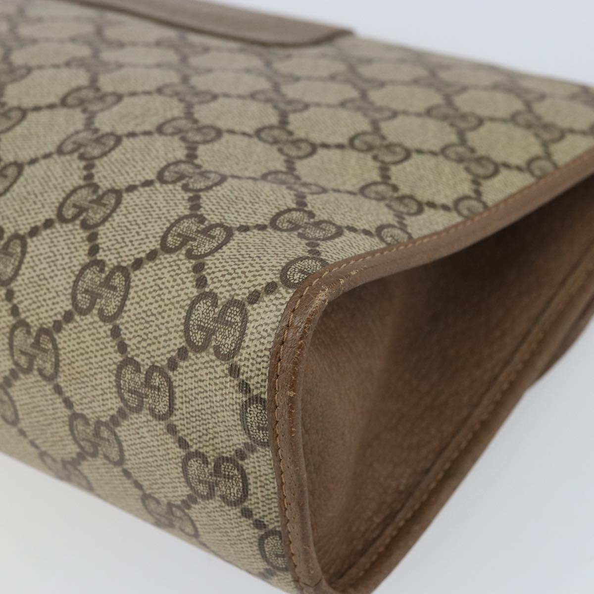 GUCCI GG Supreme Web Sherry Line Clutch Bag PVC Beige Gold 89 01 031 Auth BA9678