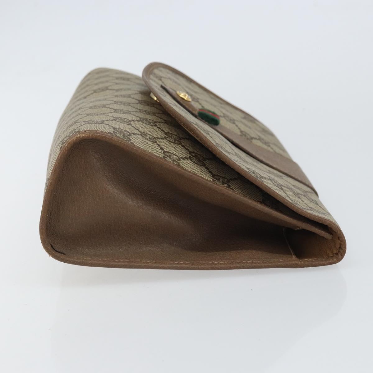 GUCCI GG Supreme Web Sherry Line Clutch Bag PVC Beige Gold 89 01 031 Auth BA9678