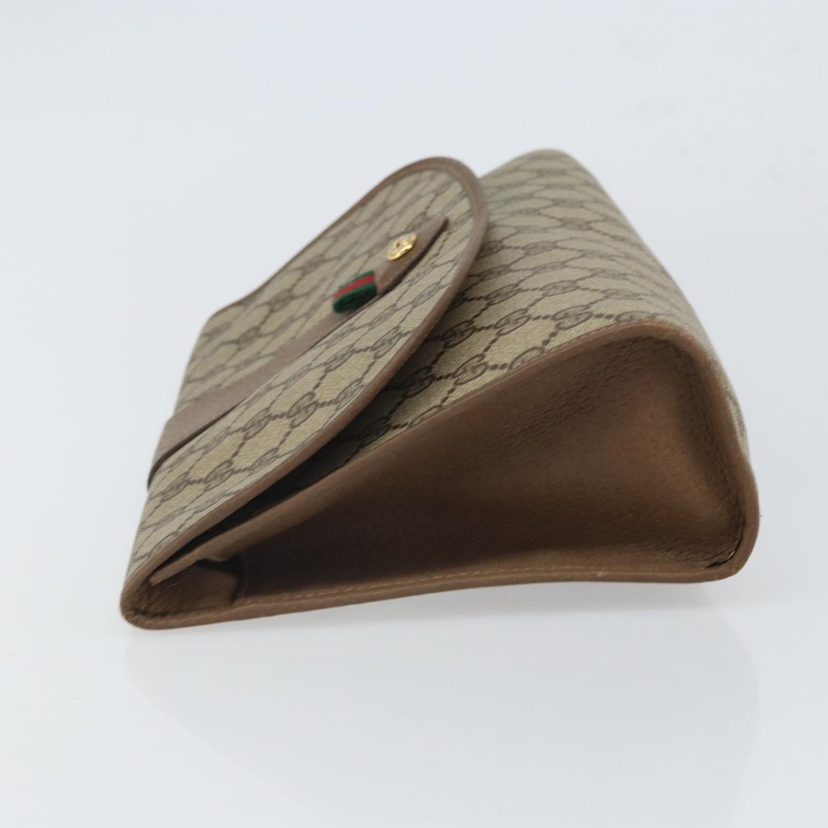 GUCCI GG Supreme Web Sherry Line Clutch Bag PVC Beige Gold 89 01 031 Auth BA9678