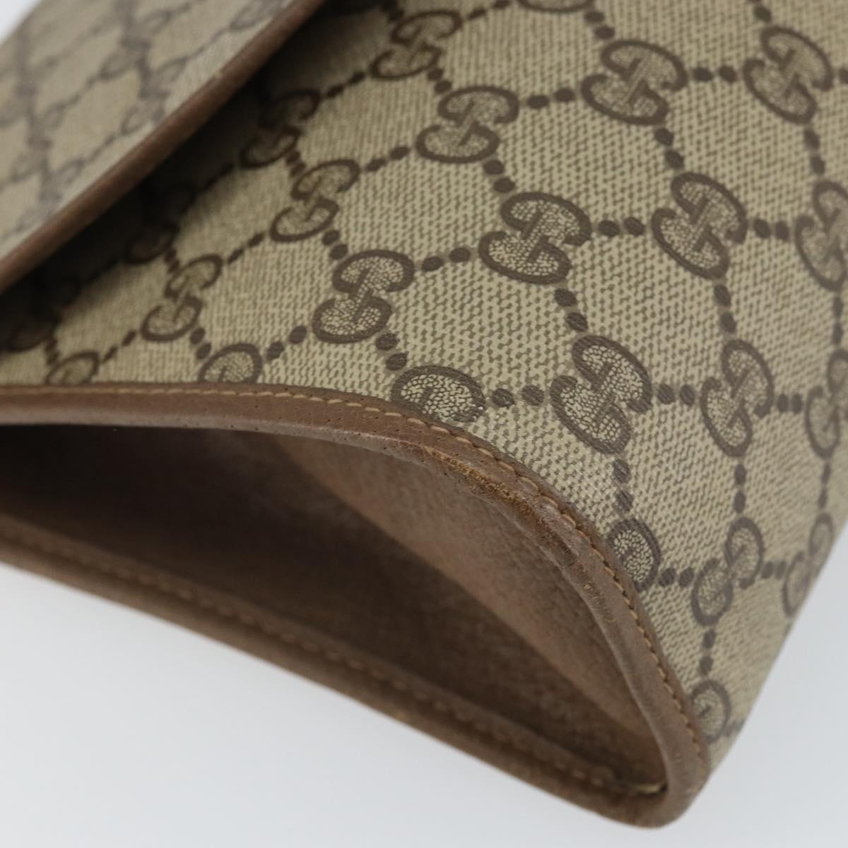 GUCCI GG Supreme Web Sherry Line Clutch Bag PVC Beige Gold 89 01 031 Auth BA9678