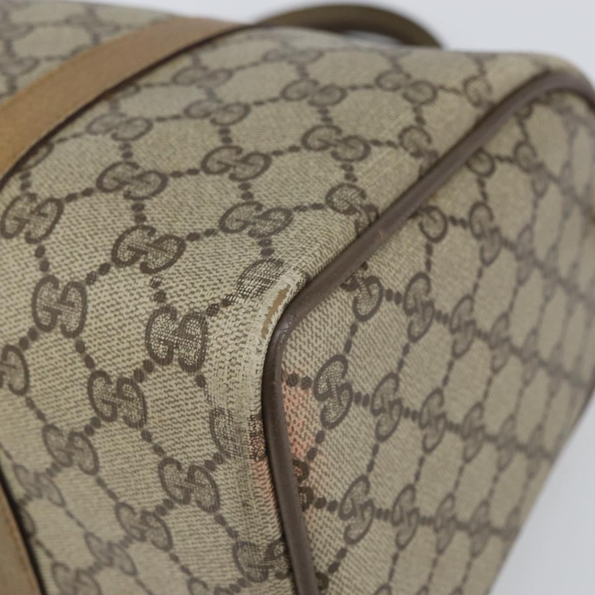 GUCCI GG Supreme Web Sherry Line Boston Bag PVC Beige Gold 40 02 007 Auth BA9679