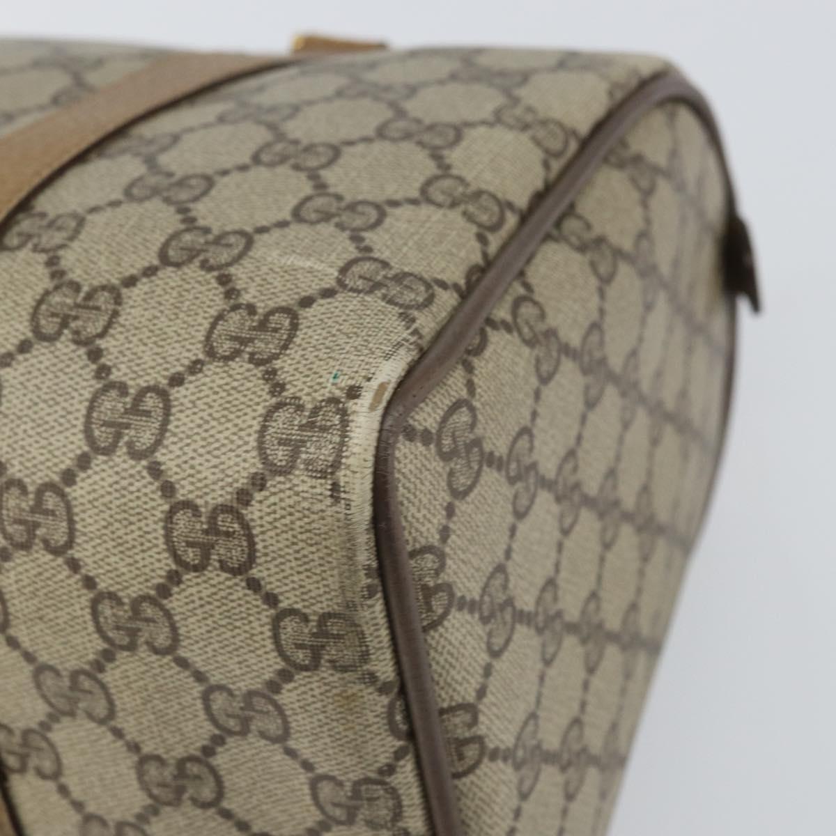 GUCCI GG Supreme Web Sherry Line Boston Bag PVC Beige Gold 40 02 007 Auth BA9679