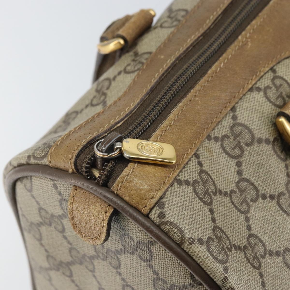 GUCCI GG Supreme Web Sherry Line Boston Bag PVC Beige Gold 40 02 007 Auth BA9679