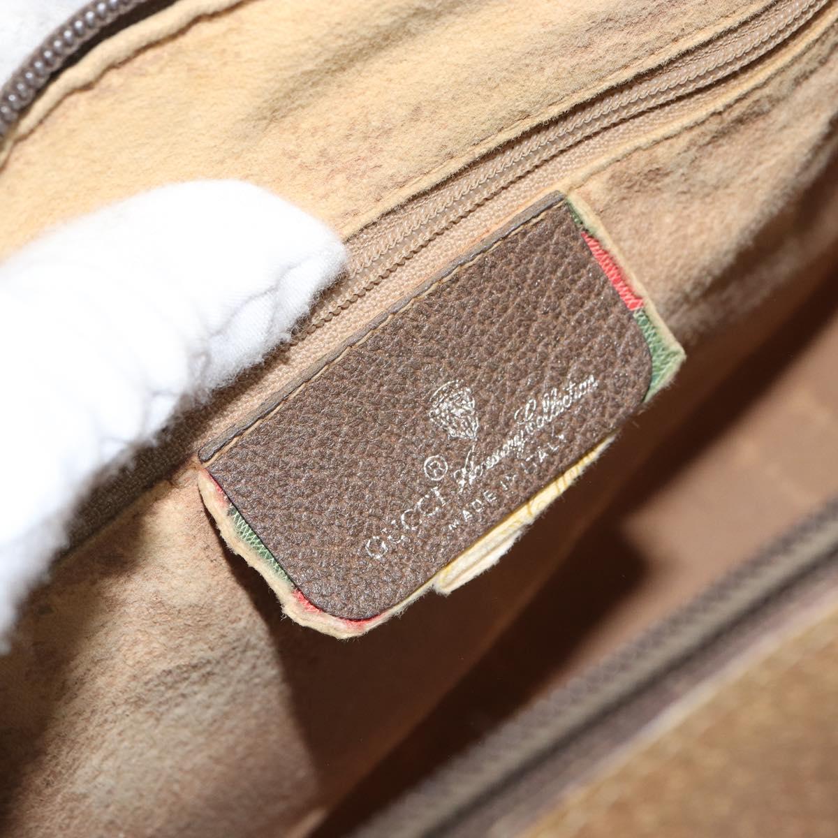 GUCCI GG Supreme Web Sherry Line Boston Bag PVC Beige Gold 40 02 007 Auth BA9679