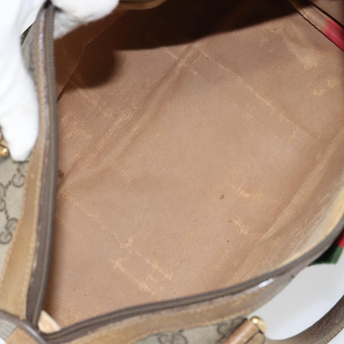 GUCCI GG Supreme Web Sherry Line Boston Bag PVC Beige Gold 40 02 007 Auth BA9679