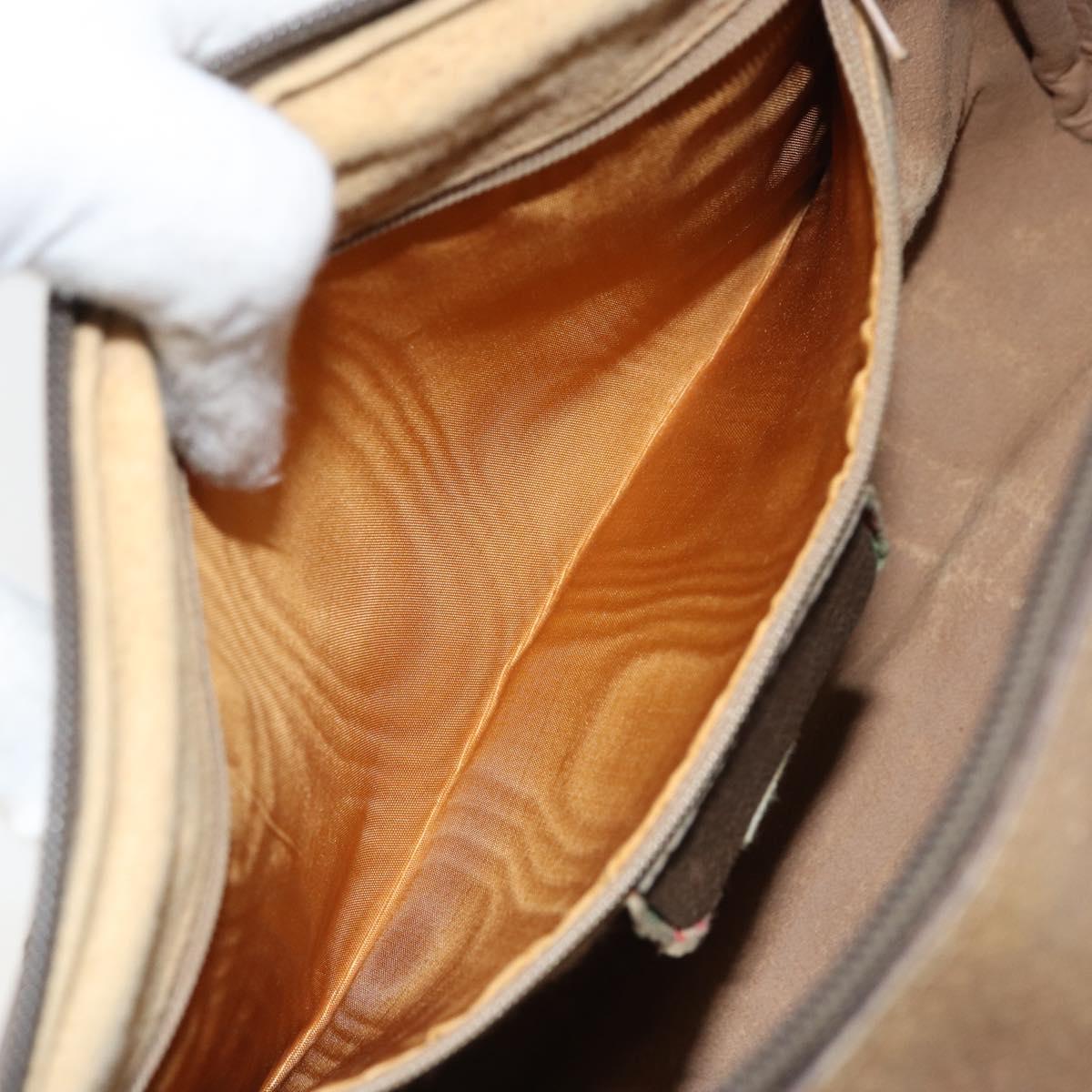 GUCCI GG Supreme Web Sherry Line Boston Bag PVC Beige Gold 40 02 007 Auth BA9679