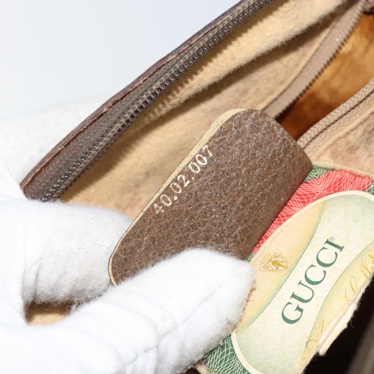 GUCCI GG Supreme Web Sherry Line Boston Bag PVC Beige Gold 40 02 007 Auth BA9679