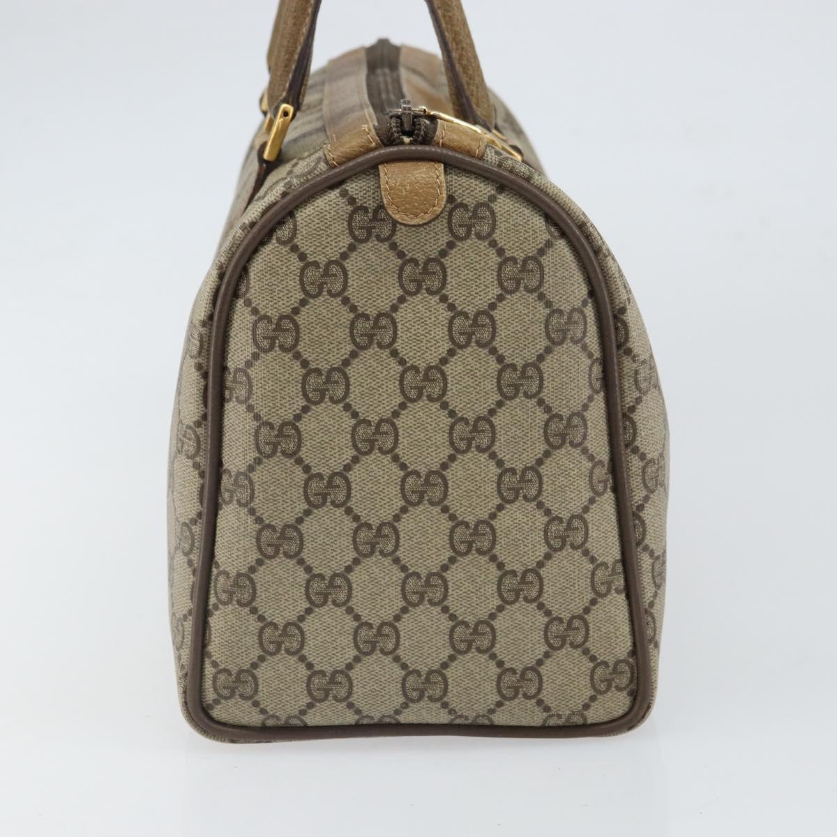 GUCCI GG Supreme Web Sherry Line Boston Bag PVC Beige Gold 40 02 007 Auth BA9679