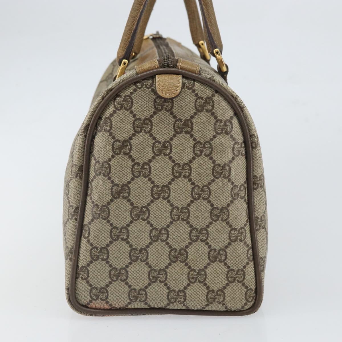 GUCCI GG Supreme Web Sherry Line Boston Bag PVC Beige Gold 40 02 007 Auth BA9679