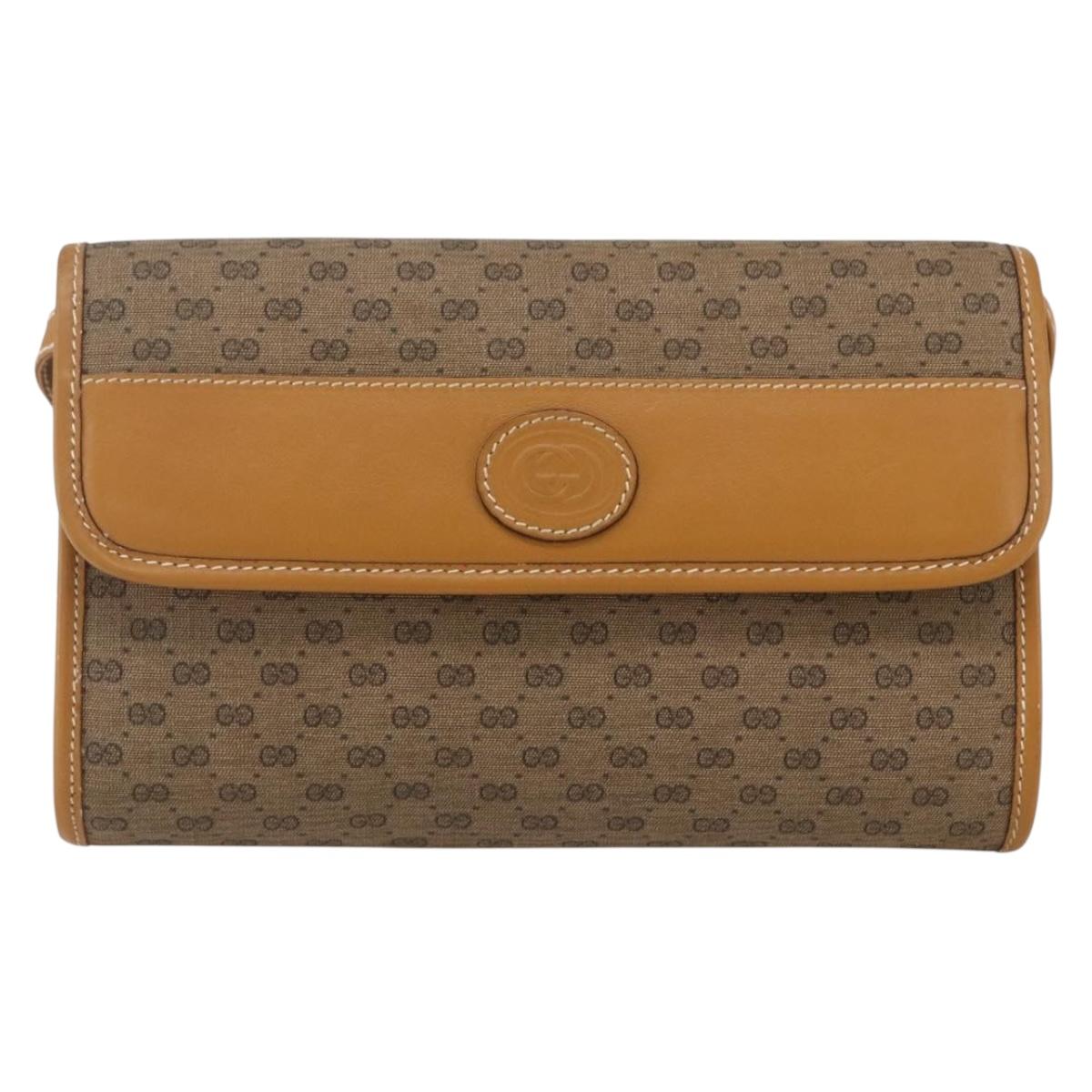 GUCCI Micro GG Supreme Shoulder Bag PVC Beige Gold 004 89 1041 Auth BA9682