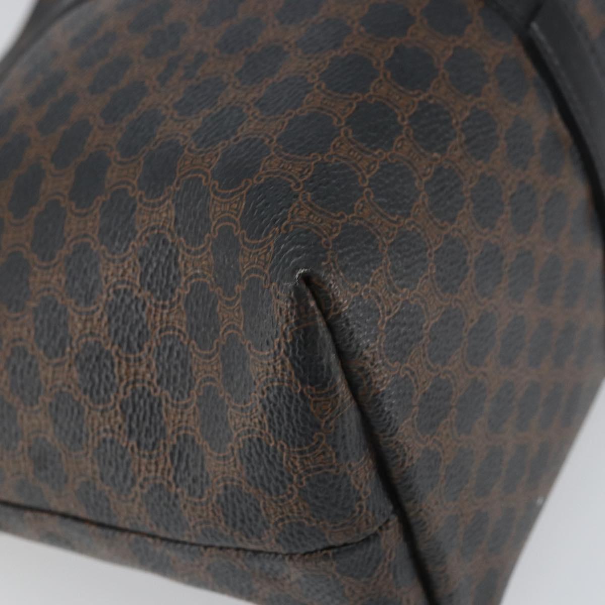 CELINE Macadam Canvas Tote Bag PVC Leather Black Gold Auth BA9683