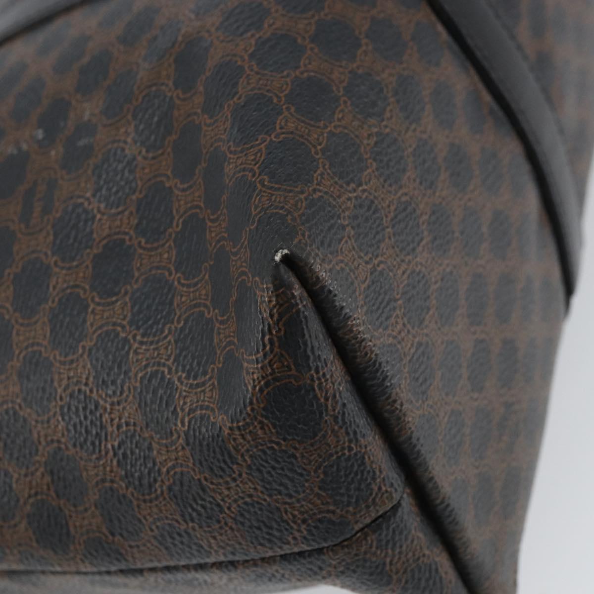 CELINE Macadam Canvas Tote Bag PVC Leather Black Gold Auth BA9683