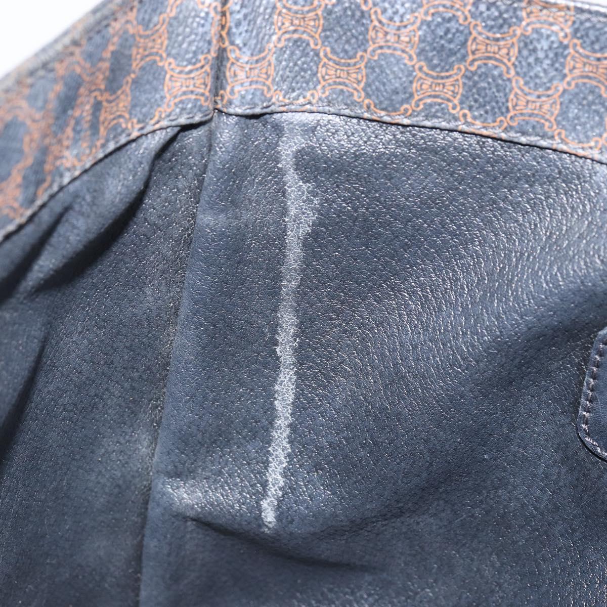 CELINE Macadam Canvas Tote Bag PVC Leather Black Gold Auth BA9683