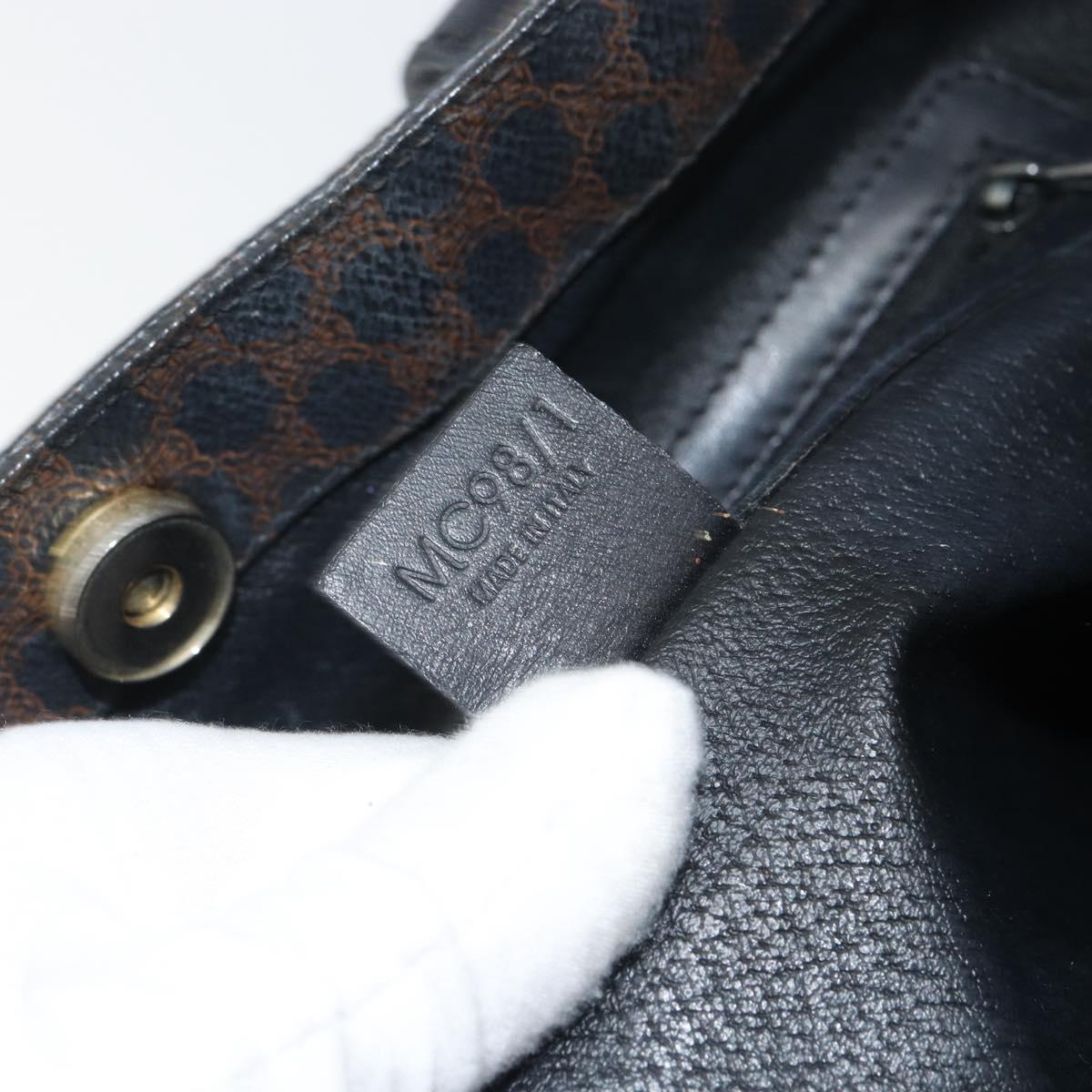 CELINE Macadam Canvas Tote Bag PVC Leather Black Gold Auth BA9683