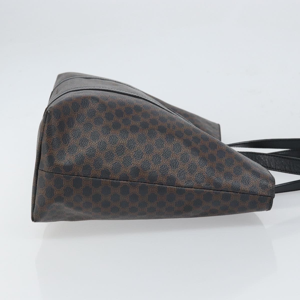 CELINE Macadam Canvas Tote Bag PVC Leather Black Gold Auth BA9683